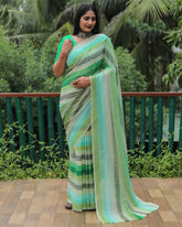 Classic Original Moss Chiffon Green Color Silk Sarees
